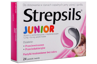 STREPSILS JUNIOR SMAK TRUSKAWKOWY 24 tabletki do ssania