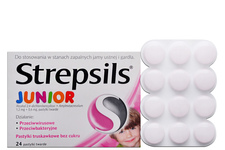 STREPSILS JUNIOR SMAK TRUSKAWKOWY 24 tabletki do ssania
