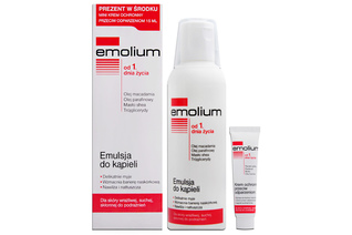 EMOLIUM ZESTAW EMULSJA DO KĄPIELI 400 ml, MINI KREM OCHRONNY PRZECIW ODPARZENIOM 15 ml