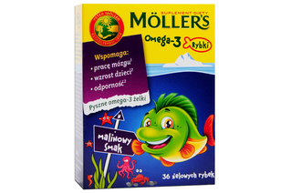 MOLLER'S OMEGA-3 RYBKI SMAK MALINOWY 36 żelek