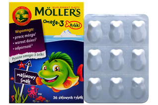 MOLLER'S OMEGA-3 RYBKI SMAK MALINOWY 36 żelek