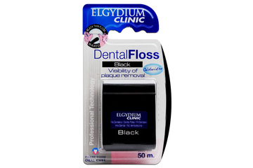 ELGYDIUM CLINIC DENTALFLOSS BLACK NIĆ DENTYSTYCZNA 50 m