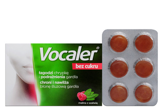 VOCALER BEZ CUKRU MALINA Z SZAŁWIĄ 12 pastylek do ssania