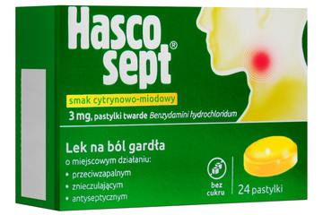 HASCOSEPT PASTYLKI 24 pastylki do ssania smak cytrynowo-miodowy