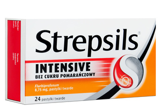 STREPSILS INTENSIVE BEZ CUKRU smak pomarańczowy 24 tabletki