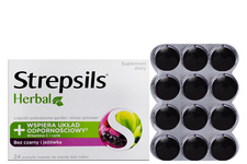 STREPSILS HERBAL bez czarny i jeżówka 24 tabletki do ssania