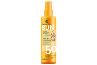 HERBAL CARE SUN SPF 50 ROŚLINNE WODOODPORNE MLECZKO DO OPALANIA DLA DZIECI ALOES Z WODĄ TERMALNĄ 150 ml