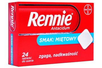 RENNIE ANTACIDUM SMAK MIĘTOWY 24 tabletki do ssania