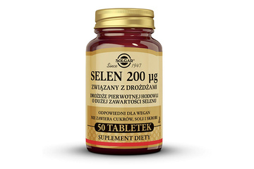 SOLGAR SELEN 200 mcg ZWIĄZANY Z DROŻDŻAMI 50 tabletek