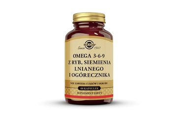 SOLGAR OMEGA 3-6-9 Z RYB, SIEMIENIA LNIANEGO I OGÓRECZNIKA 60 kapsułek