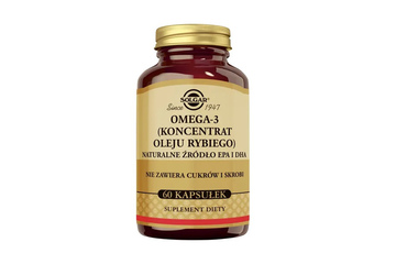 SOLGAR OMEGA-3 (KONCENTRAT OLEJU RYBIEGO) NATURALNE ŹRÓDŁO EPA I DHA 60 kapsułek