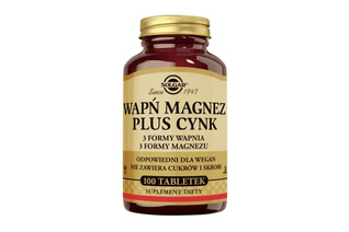 SOLGAR WAPŃ MAGNEZ PLUS CYNK 100 tabletek