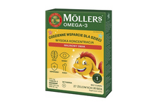 MOLLER'S OMEGA-3 CODZIENNE WSPARCIE DLA DZIECI - WYSOKA KONCENTRACJA 27 żelowych rybek o smaku malinowym