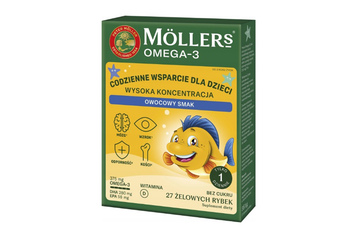 MOLLER'S OMEGA-3 CODZIENNE WSPARCIE DLA DZIECI - WYSOKA KONCENTRACJA 27 żelowych rybek o smaku owocowym