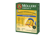 MOLLER'S OMEGA-3 CODZIENNE WSPARCIE DLA DZIECI - WYSOKA KONCENTRACJA 27 żelowych rybek o smaku owocowym