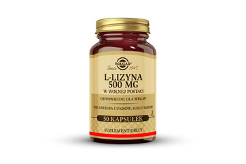SOLGAR L-LIZYNA 500 mg W WOLNEJ POSTACI 50 kapsułek
