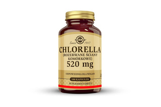 SOLGAR CHLORELLA (ROZERWANE ŚCIANY KOMÓRKOWE) 520 mg 100 kapsułek