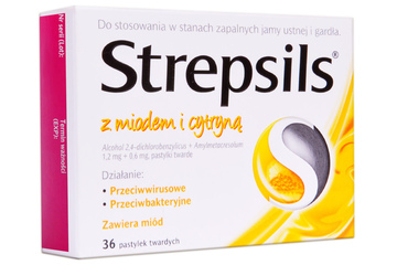 STREPSILS Z MIODEM I CYTRYNĄ 36 tabletek do ssania